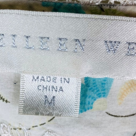 Eileen West Sz Medium 8 10 Nightgown Floral Lace Trim Ivory Blue Cotton - Picture 5 of 6